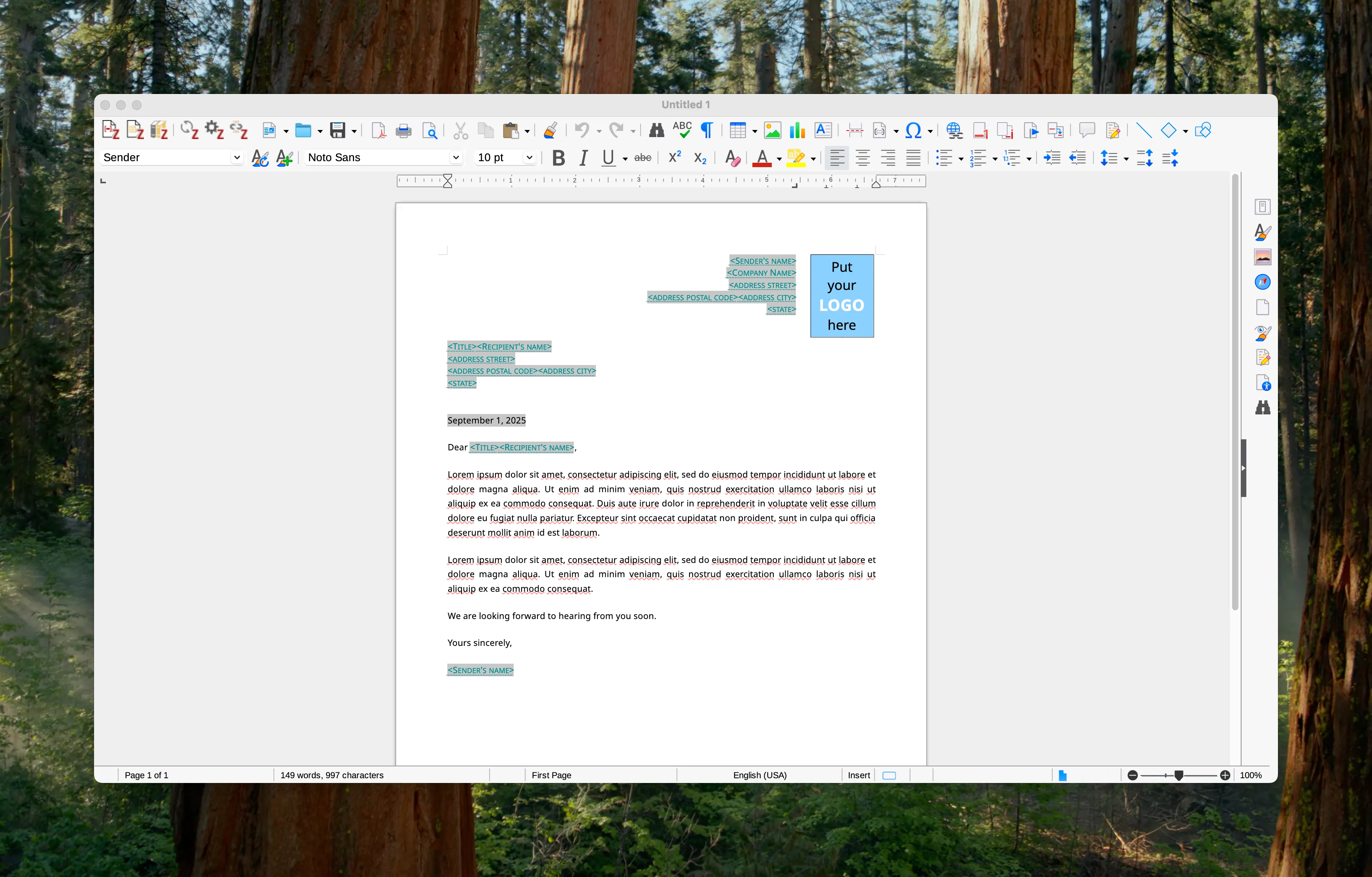 Screenshot of LibreOffice