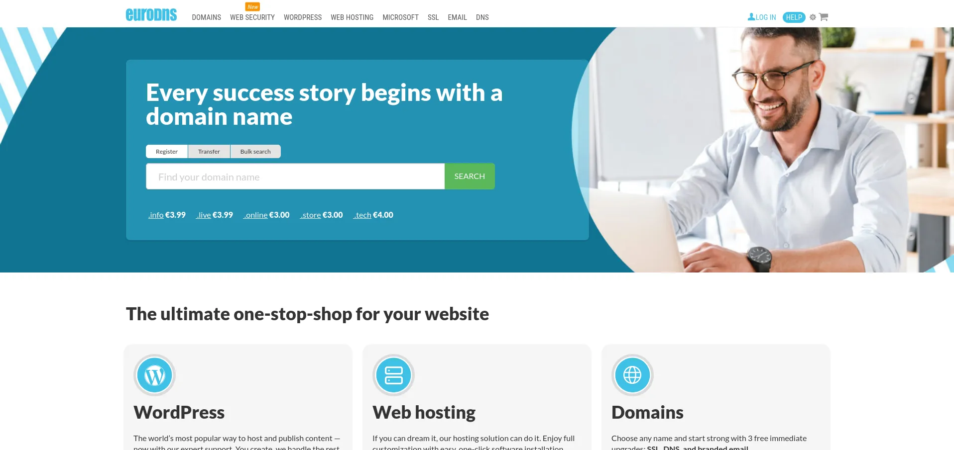 Screenshot of EuroDNS Domain Names