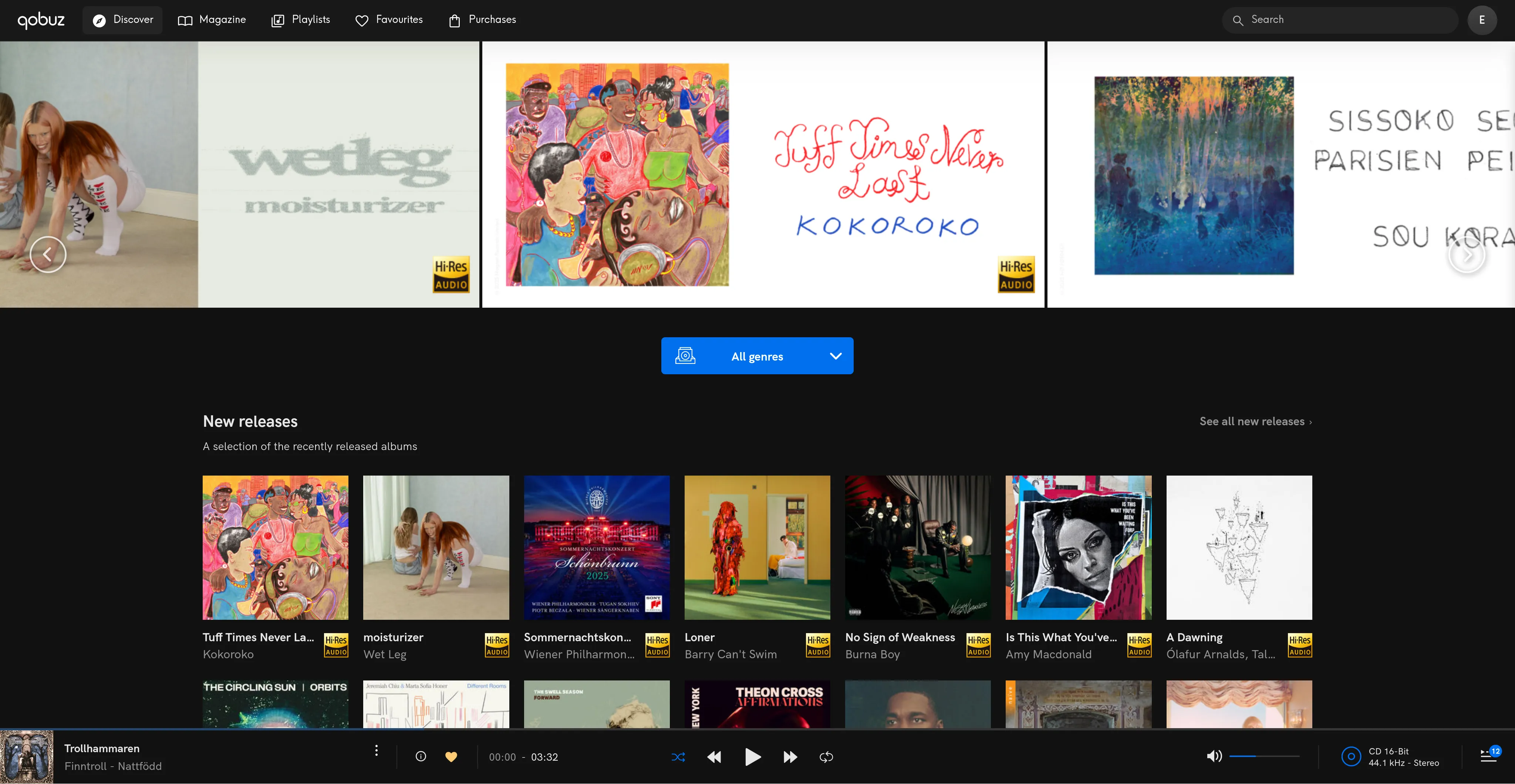 Screenshot of Qobuz