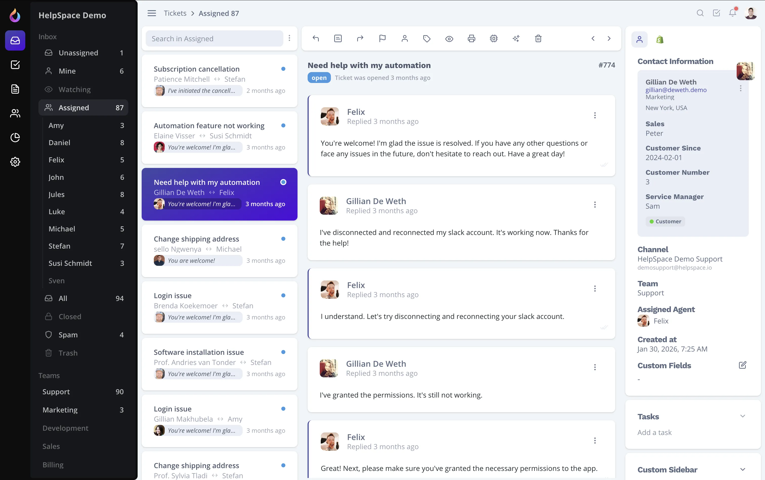 Screenshot von HelpSpace