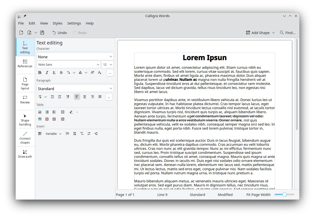 Screenshot von Calligra Suite