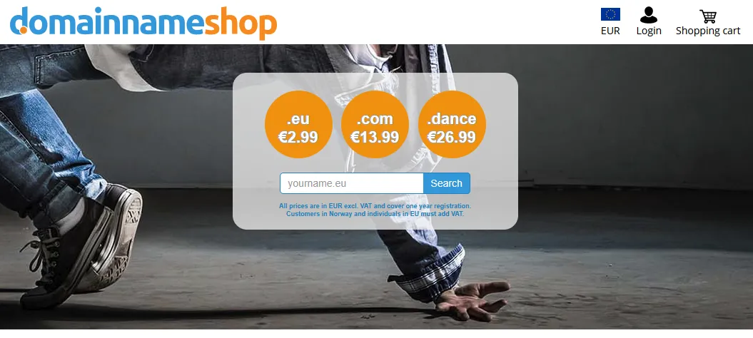 Screenshot of Domainnameshop