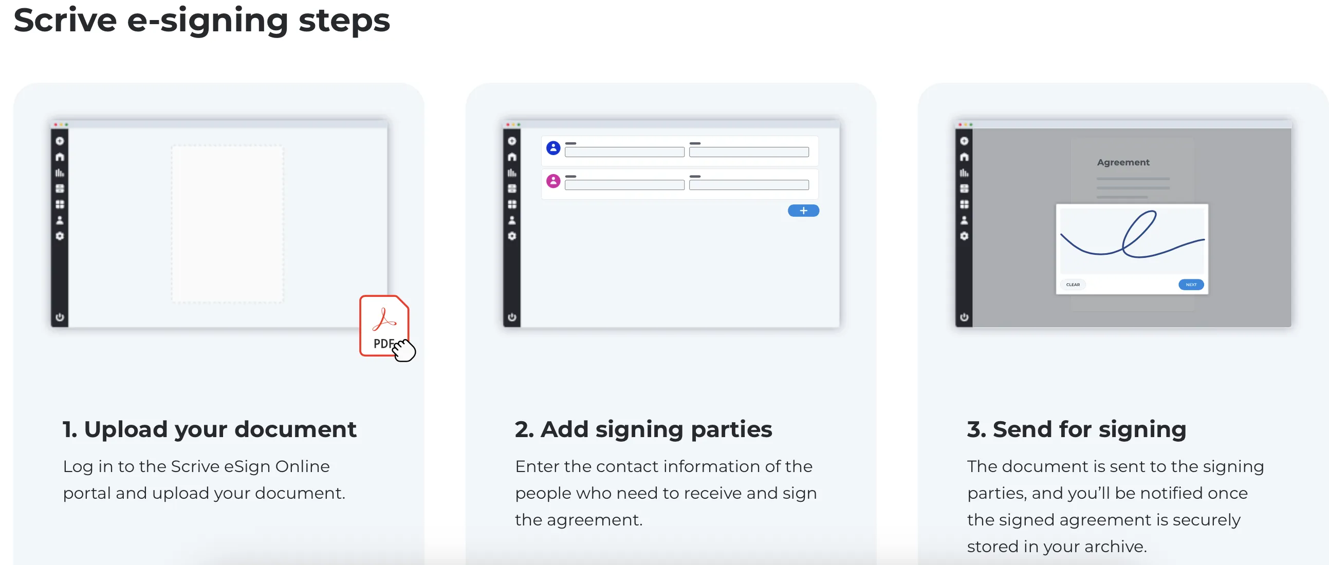 Screenshot von Scrive