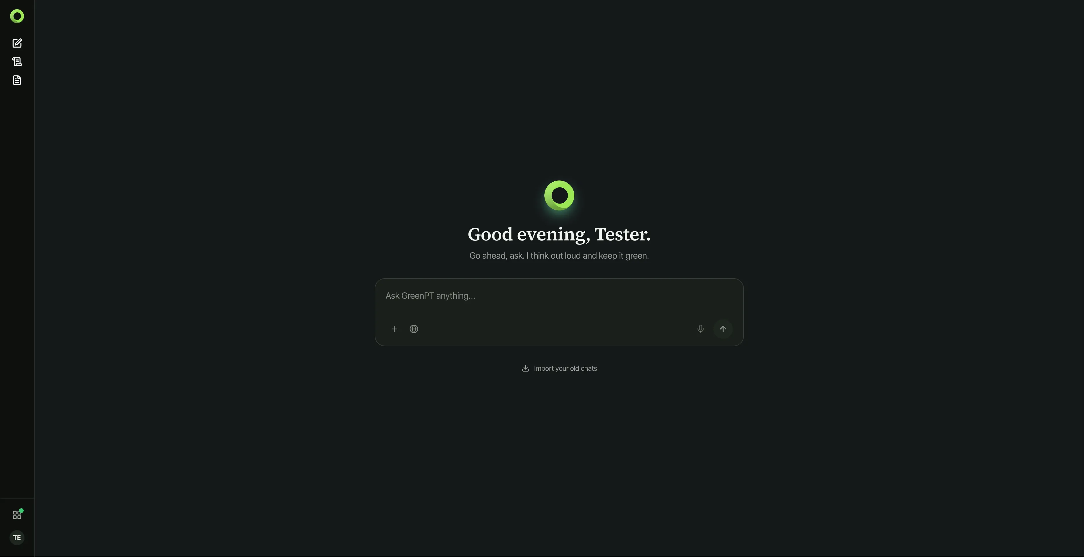 Screenshot von GreenPT